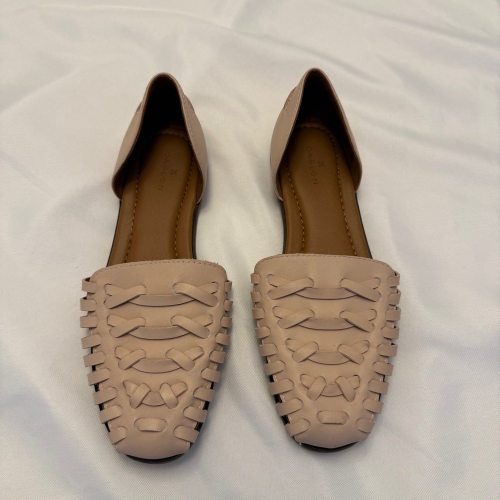 Caslon, Huarache Flat, women's 8.5, Leather Woven d'Orsay Square Toe, MSRP $80